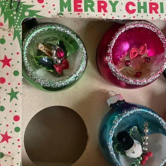 Vintage Kitschy Christmas Boxed Diorama Indent Ornament Collection❤️🎄 - Picture 4 of 16